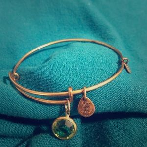 Alex & Ani peridot green colored stone bangle